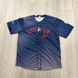 Detroit Tigers Jersey Men's 2XL XXL Blue 1919 Negro League Commemorative MLB